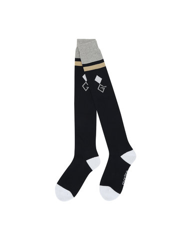 Argyle Point Over Knee Socks_Navy