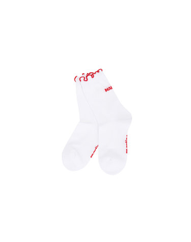 Frill Middle Socks_Red