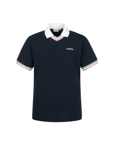V Neck Polo Shirts_Navy (Men)