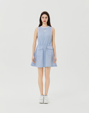 Seersucker Sleeveless One-piece_Blue