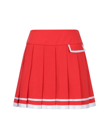 Color Line Pleats Culottes_Red