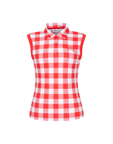 Check Sleeveless T-Shirts_Red