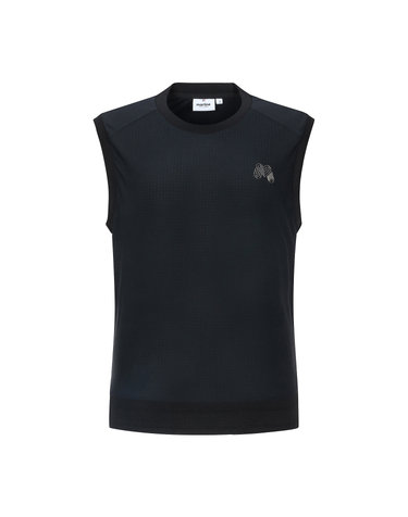 Perforated Fabric Jersey Vest_Black