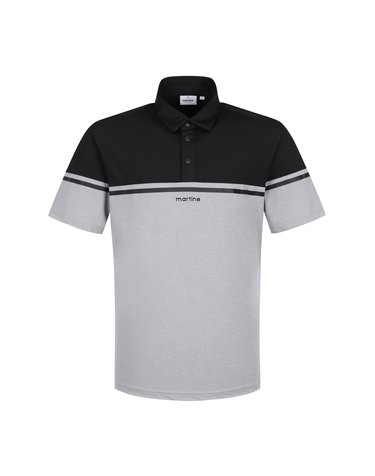 Half&Half Stripe Polo Shirts_M/Grey (Men)