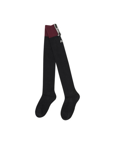 Logo Point Over Knee Socks_BLACK