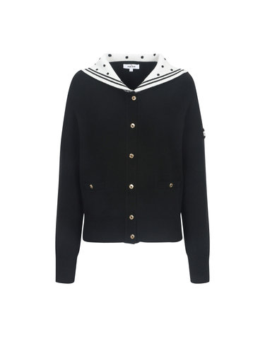 Dot Sailor Cardigan_BLACK