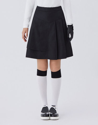 Unbalance Flared Skirts_BLACK