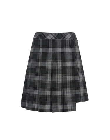 Unbalance Pleats Mid Skirts_M/GRAY