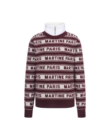 Logo Jacquard Padding Sweater_WINE