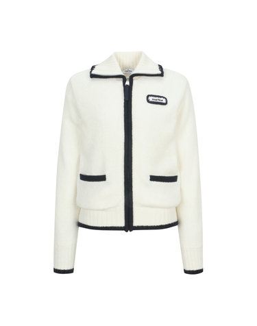 Fluffy Zip up Cardigan_OFF-WHITE