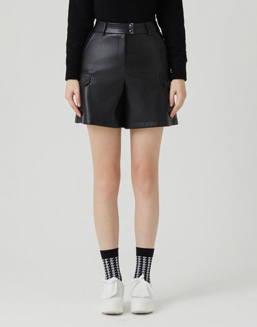 Leather Short Pants_BLACK