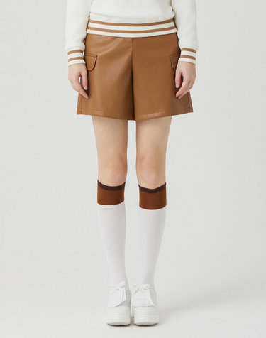 Leather Short Pants_BEIGE