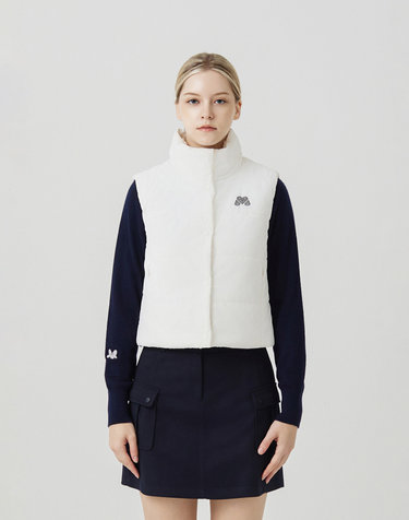 Boucle Crop Padding Vest_IVORY