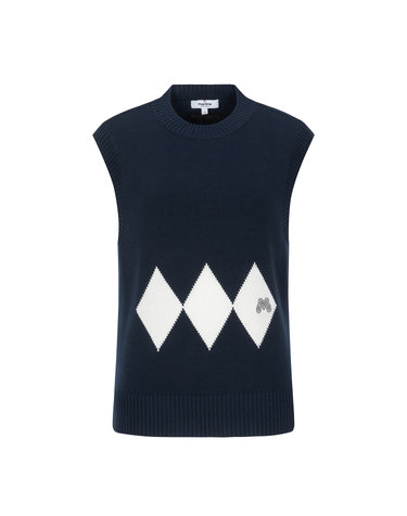 Argyle Knit Vest_Navy