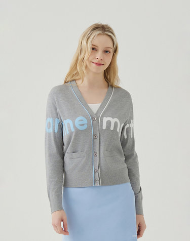 Big Logo Overfit Knit Cardigan_M/Grey