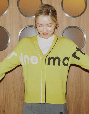 Big Logo Overfit Knit Cardigan_Yellow
