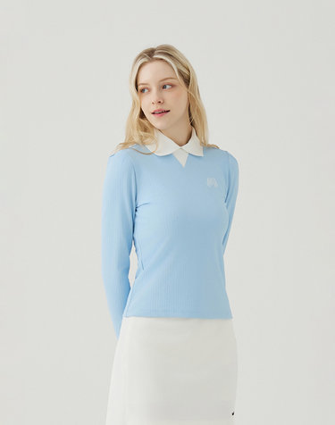 Pullover Knit Collar Shirts_S/Blue