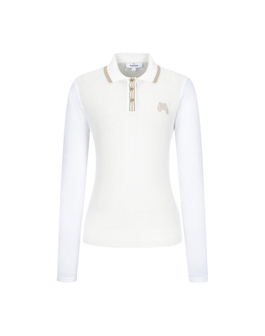 Ribbed Knit Cooling Sleeve T-Shirts_White