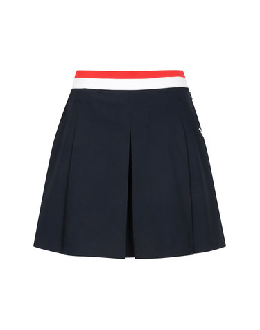 Knit Matching Pleats Culottes_Navy