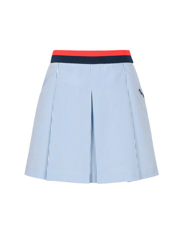 Knit Matching Pleats Culottes_Blue