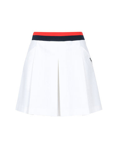 Knit Matching Pleats Culottes_White