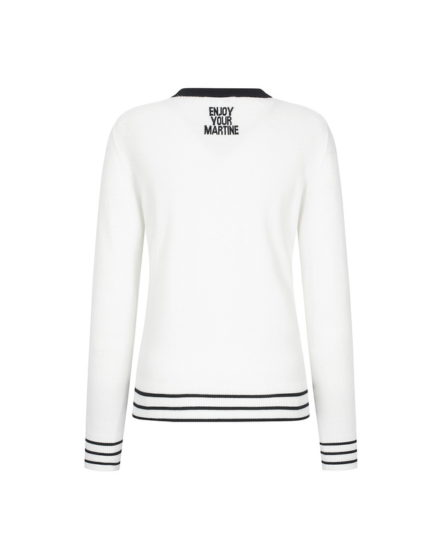 마틴골프 Back Lettering Round Knit_O/White 흰색 착용컷
