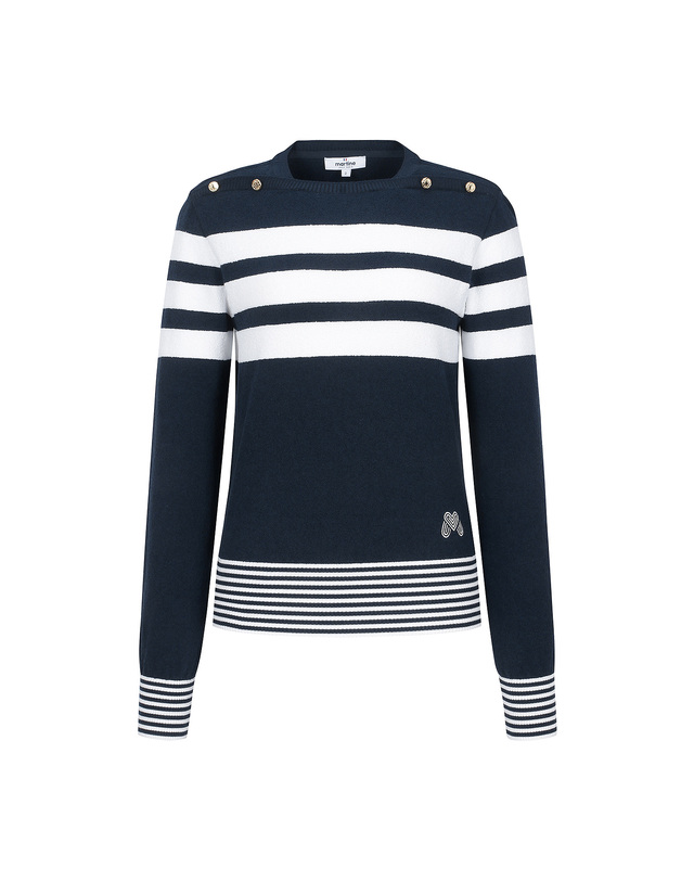 마틴골프 Stripe Boat Neck Knit_Navy 네이비 착용컷