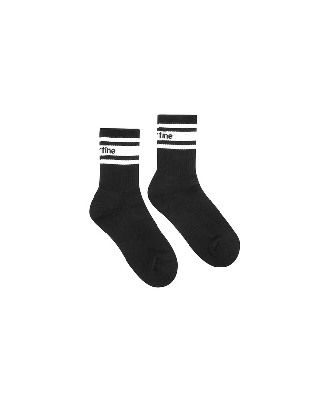마틴골프 Stripe Logo Middle Socks_Black 블랙 착용컷