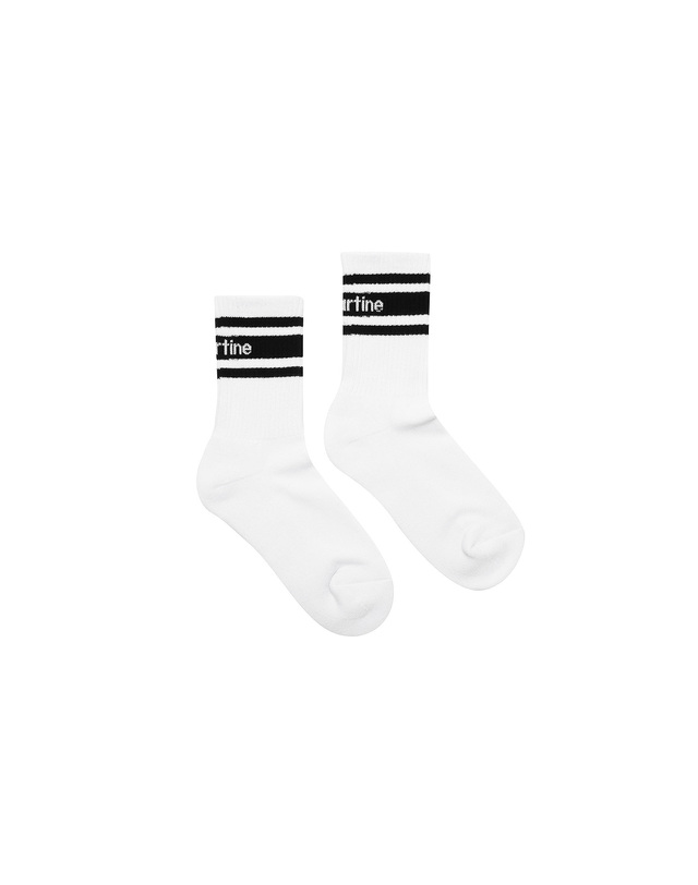 마틴골프 Stripe Logo Middle Socks_White 흰색 착용컷