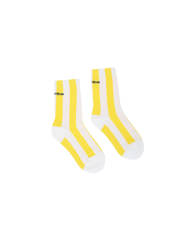 마틴골프 Vertical Stripe Middle Socks_Yellow 노랑 착용컷