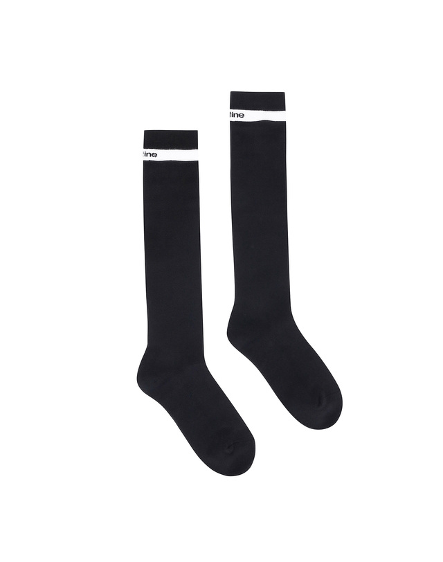 마틴골프 See-Through Line Knee Socks_Black 블랙 착용컷