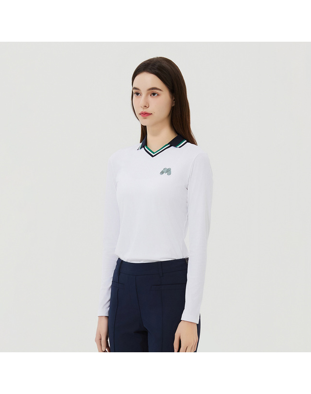 마틴골프 Ribbed Color Collar T-Shirts_White 흰색 착용컷