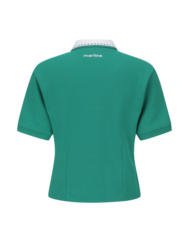 마틴골프 Collar Color Matching Crop Shirts_Green 그린 착용컷