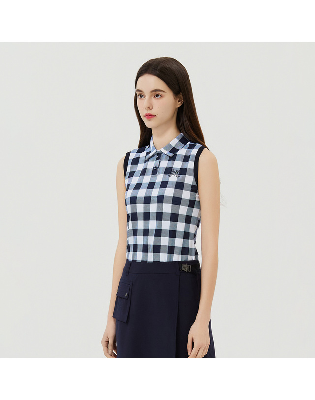 마틴골프 Check Sleeveless T-Shirts_Navy 네이비 착용컷
