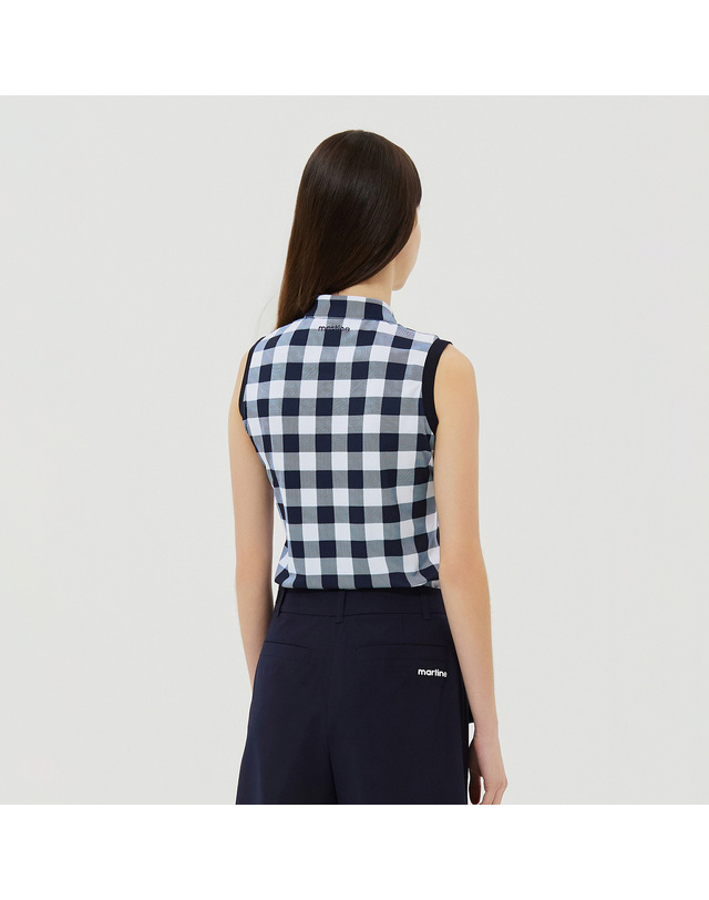 마틴골프 Check Sleeveless T-Shirts_Navy 네이비 착용컷