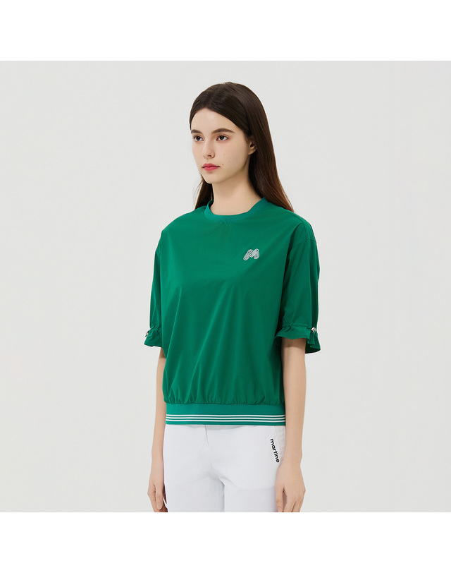 마틴골프 Puff Sleeve Round Neck Shirts_Green 그린 착용컷