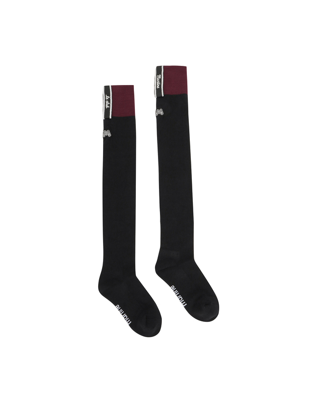 마틴골프 Logo Point Over Knee Socks_BLACK 블랙 착용컷