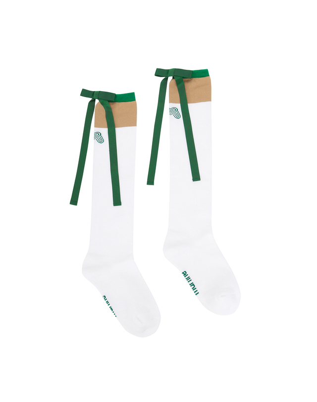 마틴골프 Ribbon Back Point Knee Socks_GREEN 그린 착용컷