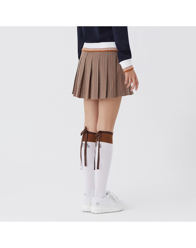 마틴골프 Check Half Pleats Skirts_BEIGE 베이지 착용컷