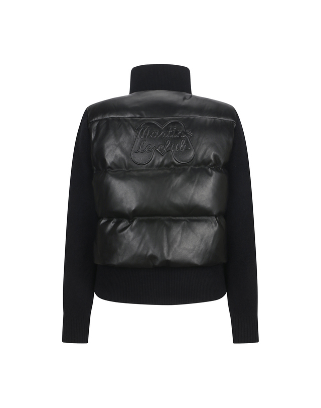마틴골프 Faux Leather Mix Knit Jumper_BLACK 블랙 착용컷