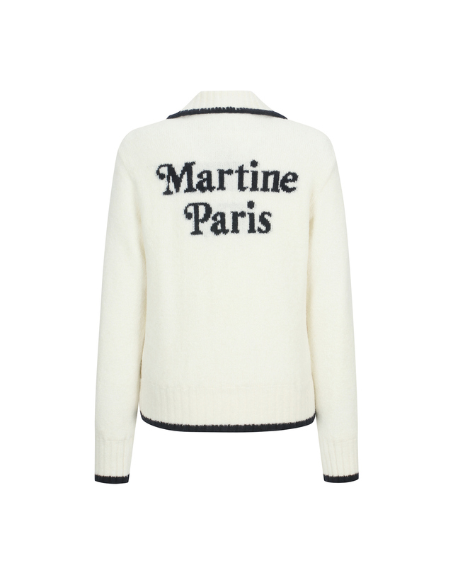 마틴골프 Fluffy Zip up Cardigan_OFF-WHITE 흰색 착용컷