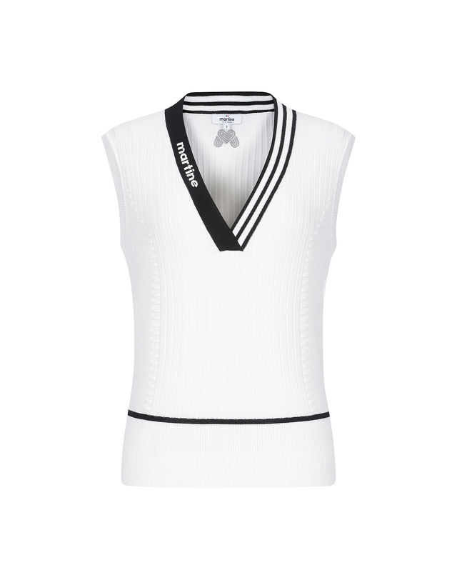 마틴골프 V Neck Overfit Knit Vest_O/White 흰색 착용컷