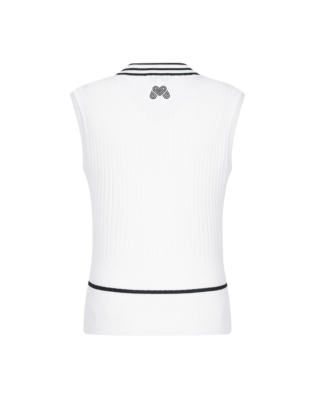 마틴골프 V Neck Overfit Knit Vest_O/White 흰색 착용컷