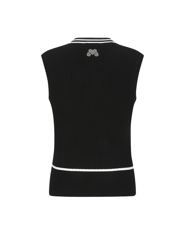 마틴골프 V Neck Overfit Knit Vest_Black 블랙 착용컷