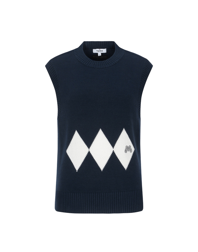 마틴골프 Argyle Knit Vest_Navy 네이비 착용컷