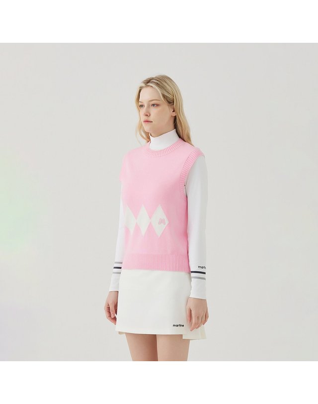 마틴골프 Argyle Knit Vest_L/Pink 핑크 착용컷