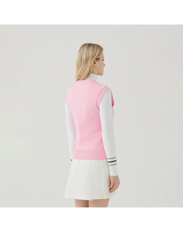 마틴골프 Argyle Knit Vest_L/Pink 핑크 착용컷