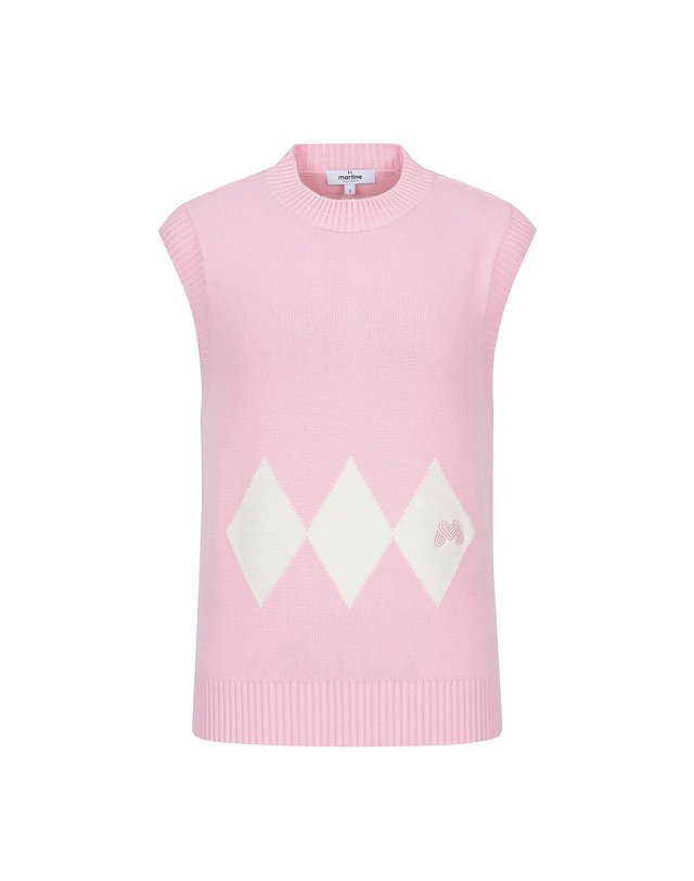 마틴골프 Argyle Knit Vest_L/Pink 핑크 착용컷
