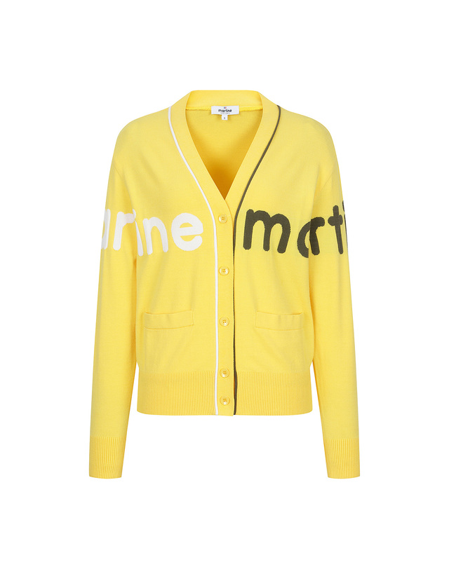 마틴골프 Big Logo Overfit Knit Cardigan_Yellow 노랑 착용컷
