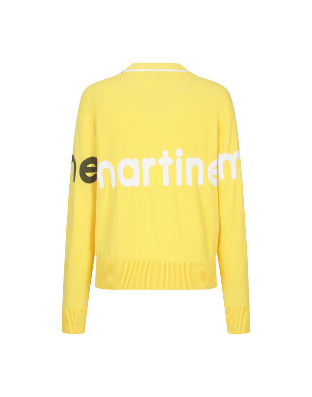 마틴골프 Big Logo Overfit Knit Cardigan_Yellow 노랑 착용컷